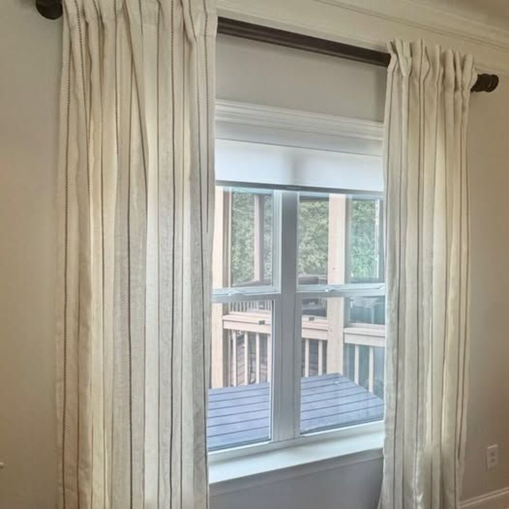 Striped Linen Curtains Pair - 96"
